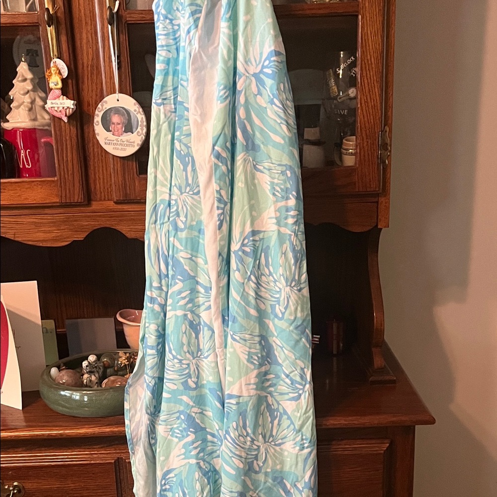 Blue and White Floral Maxi Dress swimsuit coverup never worn too big for me